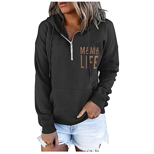 Hoodies for Women Pullover, Womens Casual Loose Hooded Sweatshirt Plaid Print Long Sleeve Drawstring Pullover Tops