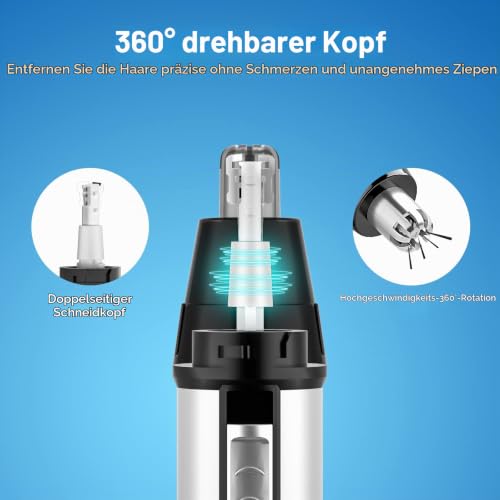 Marzha 4-in-1 USB Wiederaufladbare Elektrisch Nase und Ohr Haar Trimmer für Damen und Herren, Weiß