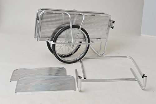 リビングアウト(Living Out) 折りたたみアルミリヤカー シルバー 幅87×奥行171×高さ72~82cm 大型タイプ 折り畳み リヤカー リアカー コンパクト 収納簡単 農作業 ノーパンクタイヤ 耐荷重80㎏ コンテナボックス 3枚目