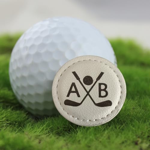 Image of ubjva Custom Leather Golf Ball Marker Personalized Magnetic Golf Accessories for Men Gifts for Golfers