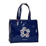Agatha Ruiz de la Prada Bolso Shopper de charol acabado en azul oscuro con flor colores