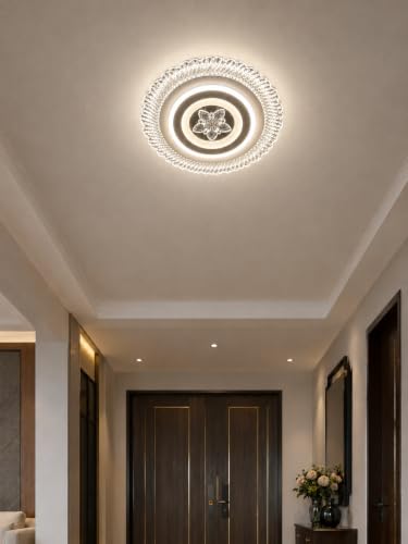 Image of FILLISKA Aluminium Luxurious 3 in 1 Led Ceiling /Wall Chandelier Light with 3 Step Colour Changing Function (Acrylic White Round-671-2)(300MM)