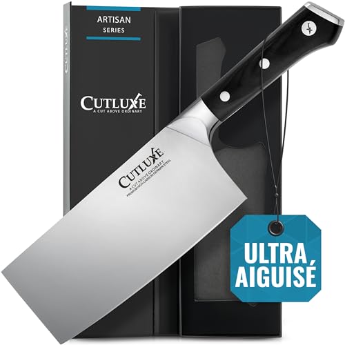 Cutluxe Feuille de Boucher - Couperet Couteau de Boucher 17.7 cm - Couteau Hachoir Professionnelle Acier Allemand à Forte Teneur en Carbone - Tang Complet -...