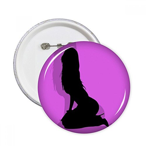 Badge bouton femme agenouillée cheveux longs DIYthinker XL multicolore