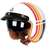 TRIANGLE 3/4 Motorcycle Helmet,Retro Open Face Adults Helmets with Visor,Half Face Moped Helmet for Men & Women,DOT Approved Helmets for Cruiser Scooter(L)