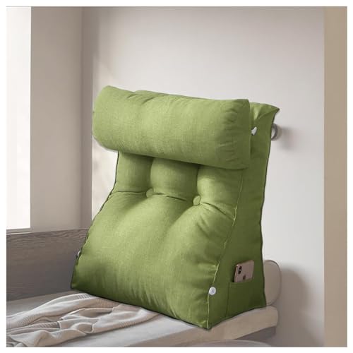 TYBEITAO Almohada Sillón Cama Almohada Cervical Extraíble/Cubierta Lavable, Almohada De Lectura Y Descanso En Cama para Leer,Relajarse,Ver La Televisión,Green