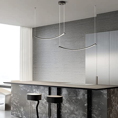 Lampe à suspension incurvée en laiton avec mode 3 couleurs LED intégrées