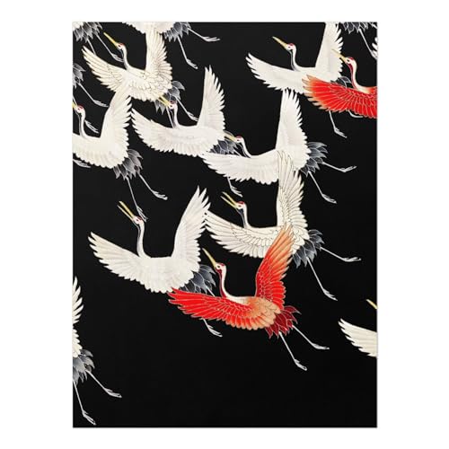 Furisode avec une myriade de grues volantes, affiche A2 pour créer un salon zen et élégant