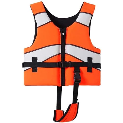 Fly Fishing Vest Adjustable Safety Strap Flotation Support for Kids River Lake Stream Outdoor Angling Activities(Orange,S (3-4 ans))