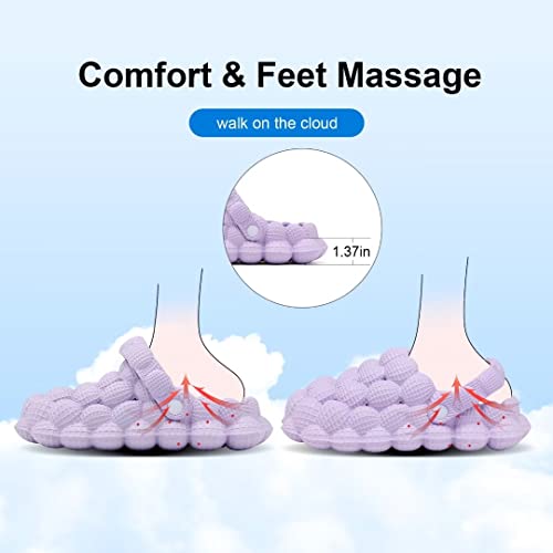 Kids Bubble Slides Shoes Garden Clogs, Boys Girls Cushioned Massage Golf Ball Slides Platform Comfortable Bubble Slipper Sandal Purple #TOP3
