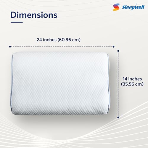 Image of Sleepwell Ortho Pro Nexa Pillow | Nexa Foam | Neck Support & Pressure Relief | Hypoallergenic & Dust Resistant | Medium Firm | Lightweight & Breathable | Machine Wash | 24 x 16 Inches | Pack of 1