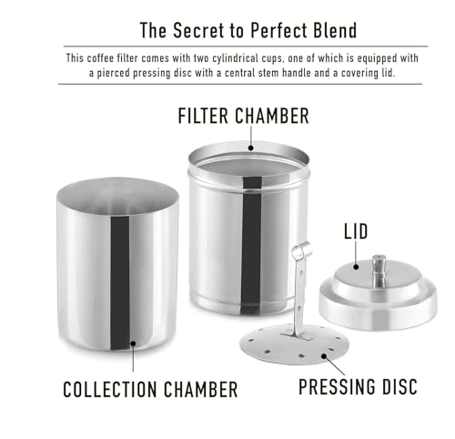 Image of Premium Stainless Steel Coffee Filter 150 ML Capacity, South Indian Drip Coffee Maker | Madras Kaapi Maker Small Size for 1-2 Cups, Reusable Filter | Authentic South Indian Brewing