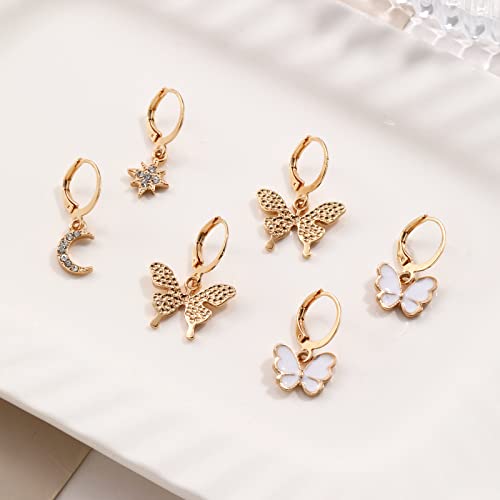 6 Pairs Gold Hoop Earrings For Women Multipack, Small Cute Stud Earring Pack For Girls, Hypoallergenic Drop Dangle Earrings By Yonikyu Style 8 #TOP3