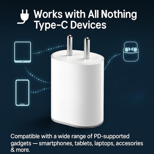 Image of CMF by Nothing 45W Type C PPS Charging Adapter for Nothing Phone 3 /3a lite /3a Pro /2 /2a /2a Plus /1 | Phone 2 Pro /Pixel 10 /10 Pro /S25 Edge /Buds /Ear Stick | Upto 50W Fast Power USB C Rapidly Charge, White