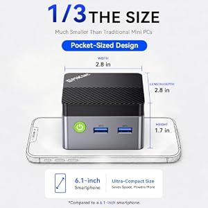GMKtec G5S Mini PC Desktop Computer Intel N5095 Max 2.9GHz 8GB LPDDR4 128GB | Compact Mini Computer With Dual HDMI 2.0 4K Outputs, WiFi 6, BT 5.2, Gigabit LAN, USB 3.2 Ports, SD Reader For Home, Office — photo 6 of 6