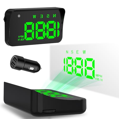 Heads up Display for Cars Windshield, Car HUD Display, Plug & Play USB, MPH/KMH Switch, Speed Calibration, Adjustable Brightness, Overspeed Alert, Large Font Display