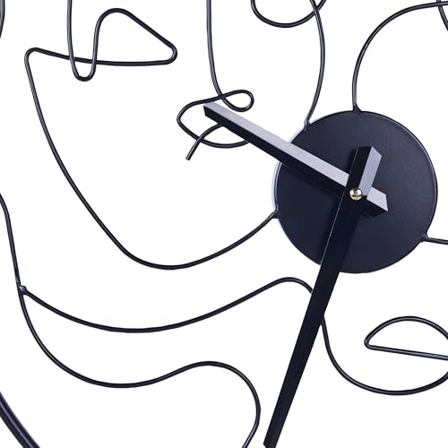 Orologio Da Parete Tondo In Ferro E Metallo Nero ø 50 Cm Soggiorno Camera Da Letto - 5
