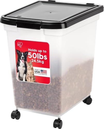 IRIS USA Dog Food Storage Container, Up to 50 lbs, Black, Made in USA