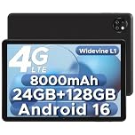 DOOGEETab T10W 2026 Android 16 10" Tablet with SIM Card Slots, 8000mAh, 24GB+128GB/1TB TF, Android Tablets With High-Resolution Sound, Eye Protection, 3.5mm Headphone Jack, BT5.0/5G WiFi/OTG- Black