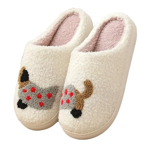 JadeRich Women Men Curly Fleece Cute Animal Pattern Slippers Memory Foam Warm Winter Non Slip House Shoes