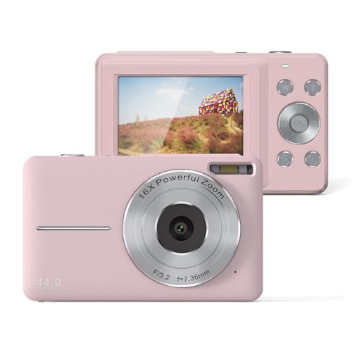 DAUTAI Kids Instant Camera Min, Toddler Camera for Girls Boys Toys, 4400 Watt Pixels 1080P Video 16X Digital Zoom 2.4-Inch IPS Display, Cool Stuff for Birthday,Pink