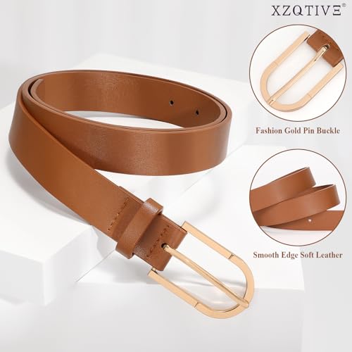 XZQTIVE Women Leather Belt for Jeans Pants Fashion Ladies Black Dress Belt with Silver Buckle Plus size Belts for Women4