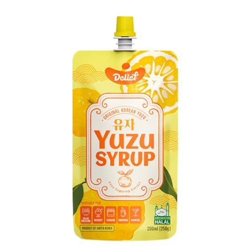 Delief Original Korean Yuzu Syrup | Halal Certified | 200ml (250g) | Perfect for Tea Salad Dressing & Cocktail