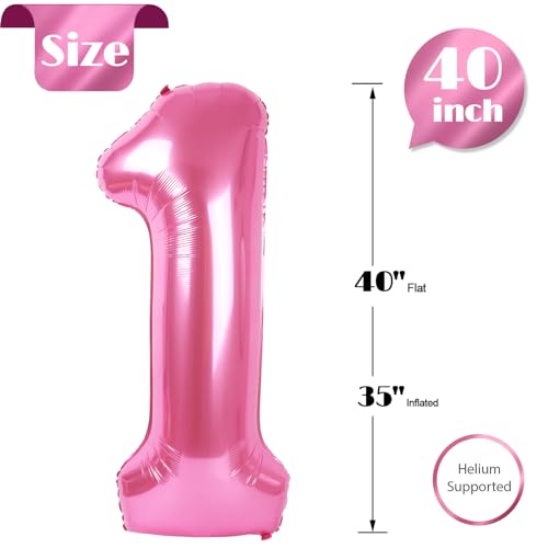 Ballon Chiffre 1 Rose 40 Pouces – Géant pour Anniversaire Fille, Garçon, Femme, Homme, Entreprise ou Amitié – Image 6