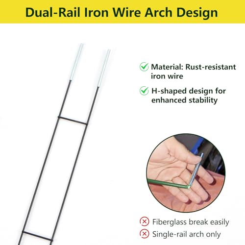 image for VINEGROW 3 Pack DIY Steel Garden Hoops, Double-Wire Arches for Raised 