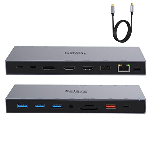 Docking station USB C 15 en 1 con DisplayPort dual HDMI 4K y Ethernet RJ45