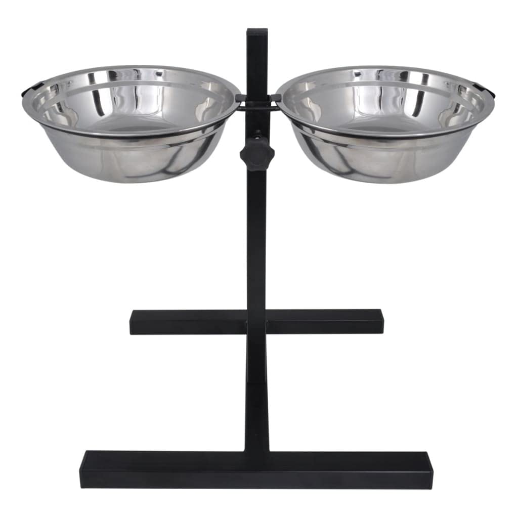 Comedero regulable en altura con 2 cuencos de acero inoxidable de 4,1 L, soporte en H estable de tubo de acero para comedero y dispensador de agua, ideal para vivienda, cocina, viajes y