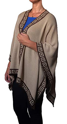 TINKUY Women’s Shawl, Peruvian Alpaca Wool Scarfs for Women Pashmina Shawl Ruana Wrap Poncho Geometric Trim, One Size