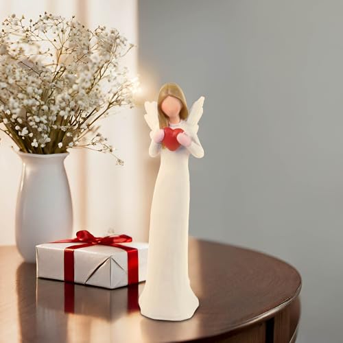 Figura de Ángel Guardian con Corazón en Resina 7.48 in miniatura 6