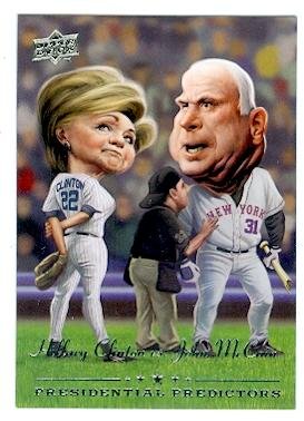 John McCain Hillary Clinton trading card 2008 Upper Deck Presidential Predictor #PP14A