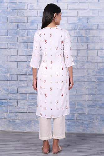 Image of W for Woman Schiffli Embroidered Straight Rayon Kurta