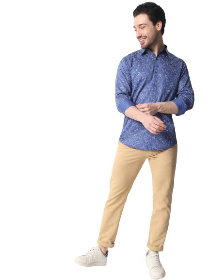 Tog Post Studio Men's Printed Smart Fit Casual Shirt | Color:- Royal Blue