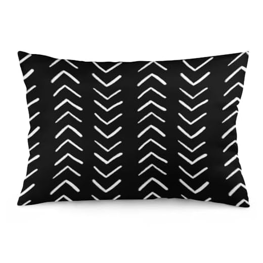 Boho Throw Pillow Cover Queen Size Black Pillowcase Modern Stripe Geometric Aztec Tribal Polyester Lumbar Pillow Case Decorative Standard Pillow Cases with Zipper Rectangle Cushion Covers 20"x30"