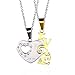 Daesar Collares Unisex Corazón Love Puzzle Circonita Blanca Colgante Acero Inoxidable Collar Unisex Oro