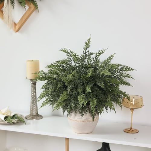 18" Actual Contact Cedar Branches -12 Pcs, Synthetic Christmas Cedar Department Reasonable Faux Pine Picks Fake Greenery Crops Stem for Vase DIY Crafts Garland Wreath Indoor Outside Dwelling Decor - Image 3