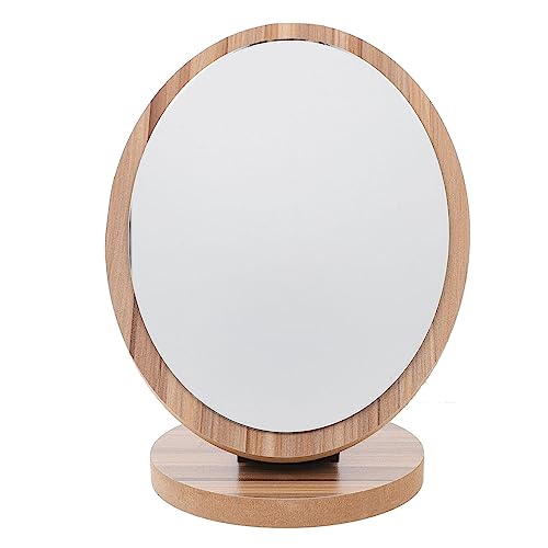 Mikinona 1Pc Portable Makeup Mirror Elegant Wooden Design Movable Desktop Makeup Mirror for Tabletop Bathroom and Bedroom for Daily Use and