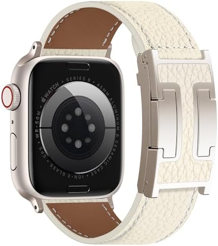 Charlam Leather Magnetic Watch Band, Compatible with Apple Watch Bands 40mm 38mm 41mm 42mm 44mm 45mm 46mm 49mm Women Men, Top Grain Leather Designer Strap for iWatch Series 11/10/9/8/7/6-1/Ultra 3/SE3