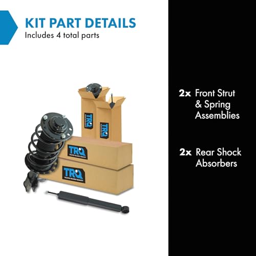 Image of TRQ Front and Rear Complete Strut Assembly & Shock Absorber Kit Complete Strut & Coil Spring Assembly Compatible with 2003-2011 Saab 9-3