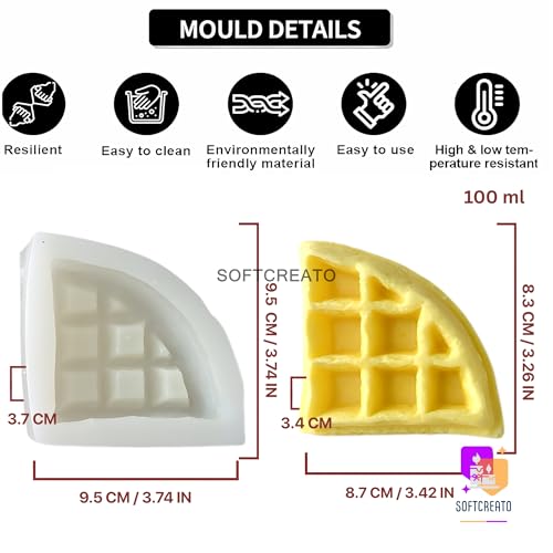 Image of Silicone Candle Mould Triangle Waffle Cake Slice | Decorative Dessert Shape | Candle Making Mould for Wax, Resin, Soap | Aesthetic Food Theme Craft (Waffle Triangle)