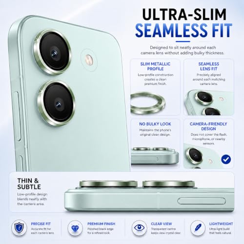Image of ArmourPro Camera Lens Protector for Redmi Turbo 5 Tough HD Individual Aluminum Alloy Rings 9H Camera Cover, Scratch-Resistant,Camera Lens Protection| Green, 1 Pack
