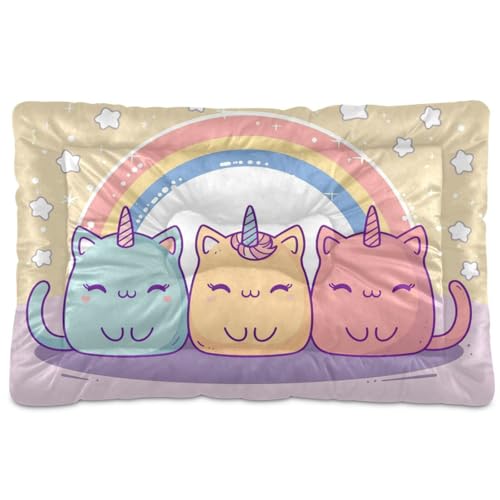 siphylline Happy Animal Cats Unicorns Rainbow Pet - Colchoneta de dormir antideslizante, suave y cómoda, cama para perros grandes, jumbo, medianos y pequeños, 24 x 18 pulgadas