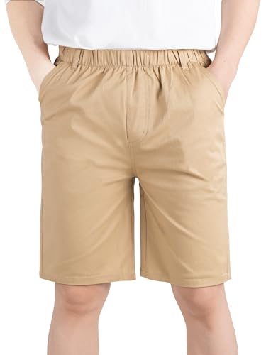 CAMLAKEE Boys Chino Shorts Kids Summer Trousers Children Lightweight Casual Shorts Bottoms Khaki UK:13-14Years (manufacturers's Size: 170)