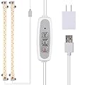 Grow Light Two Heads, Strip Growing lamp, Full Spectrum Grow Light Strips for Indoor Plants with Auto ON/Off Timer & 4 Dimmable Levels, Led Grow Light for Green House Hydroponics Succulent