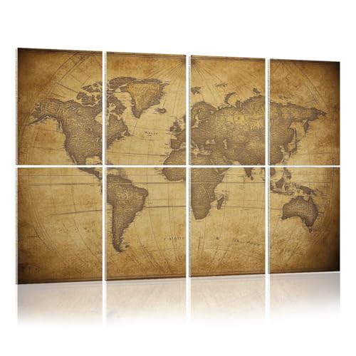 Paneles acústicos decorativos estilo retro mapa mundial, paquete de 8, reducción de ruido para oficina 48x32 pulgadas miniatura 1