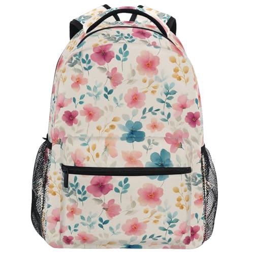 Pfrewn Kids Watercolor Flower Floral Backpacks for Girls Boys Lightweight Backpack for Students School 17