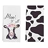 Moo Y'all Watercolor Floral Heifer Cow Print Kitchen Towels Set of 2,Cotton Modern 24 X 16 Inches Dish Towels Dishcloths,Dish Cloth Flour Sack Hand Towel for Farmhouse Kitchen Decor,Cow Lovers Gifts